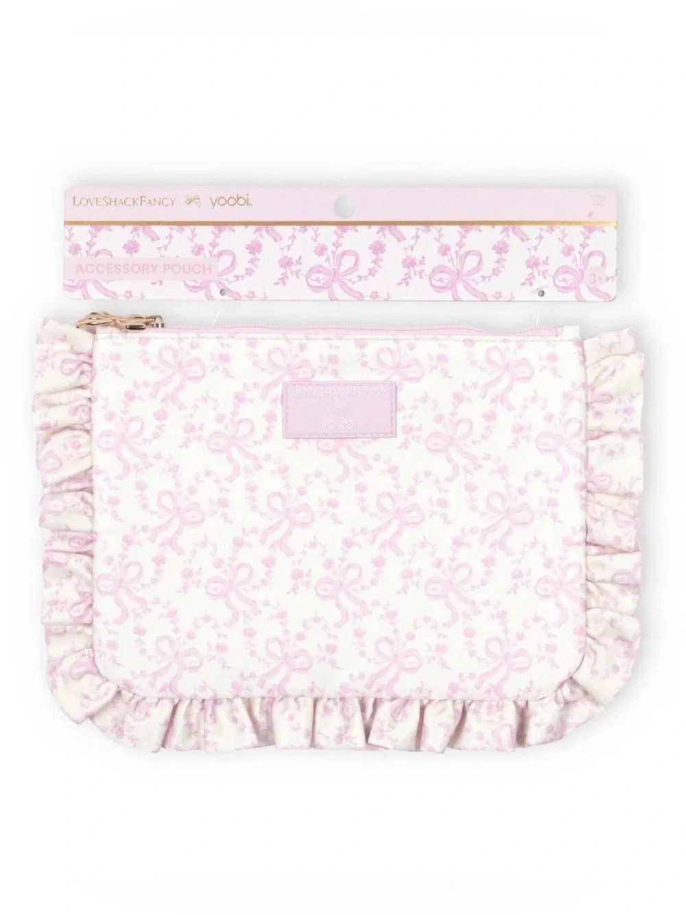 NWT LoveShackFancy Target Yoobi Coquette Bow Zip Pencil Case Ruffles Chantilly